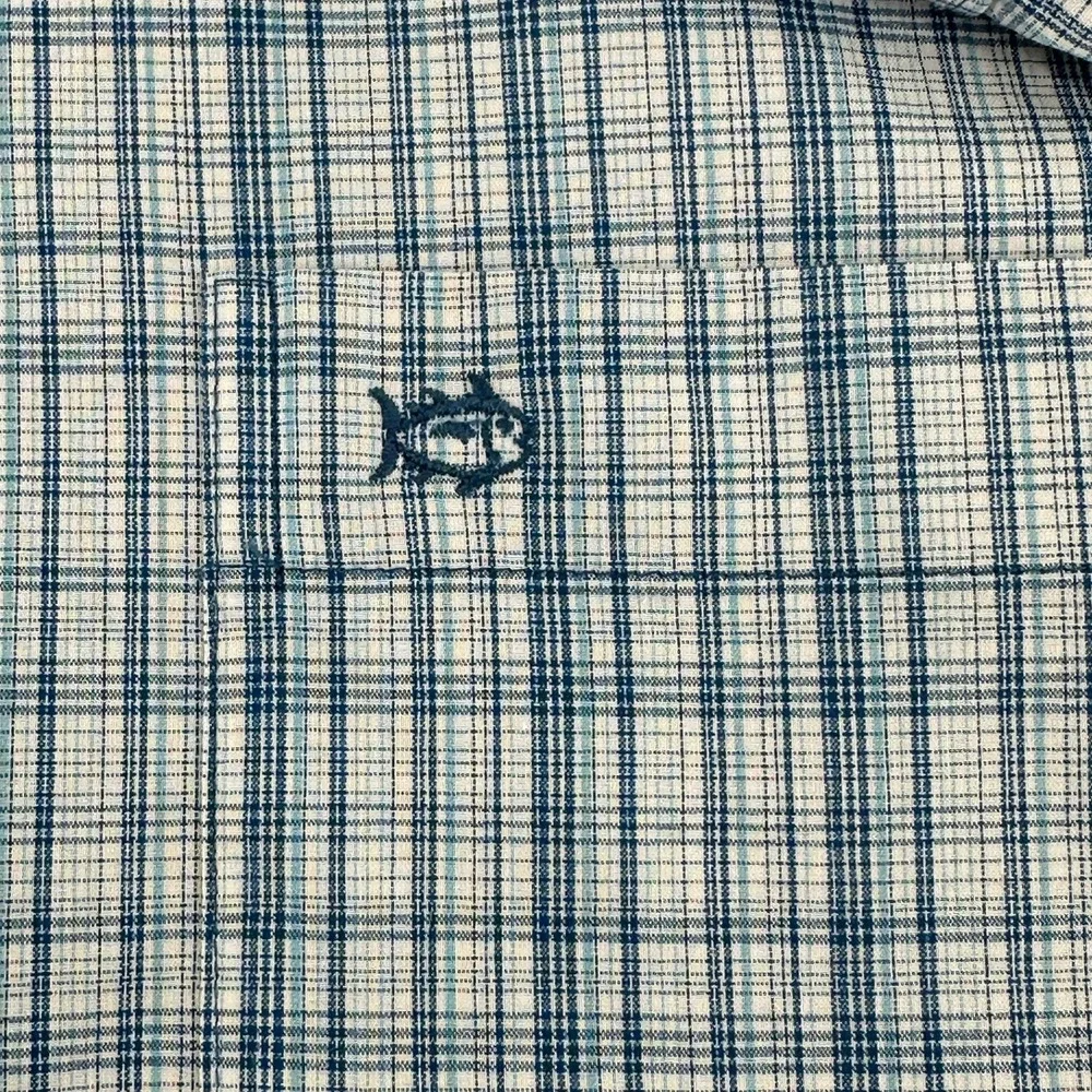 Southern‎ Tide Coastal Passage Mens XXL Blue Plaid Button Down Shirt Long Sleeve